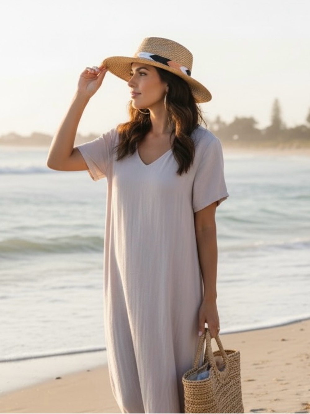 Riah Fashion Straw Panama Hat Boho Beach Sun Hat NWT OS